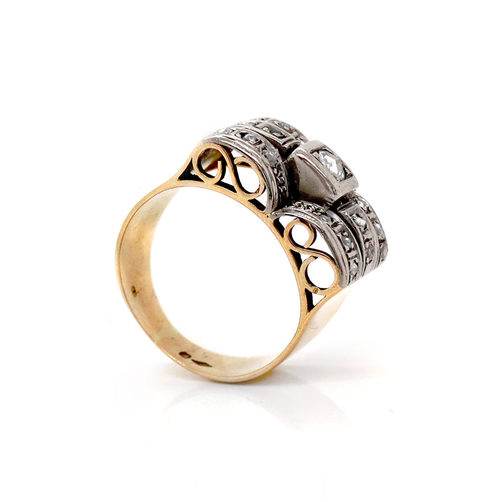 18ct Gold Retro Diamond Cocktail Ring