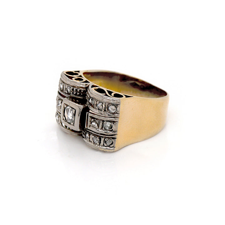 18ct Gold Retro Diamond Cocktail Ring