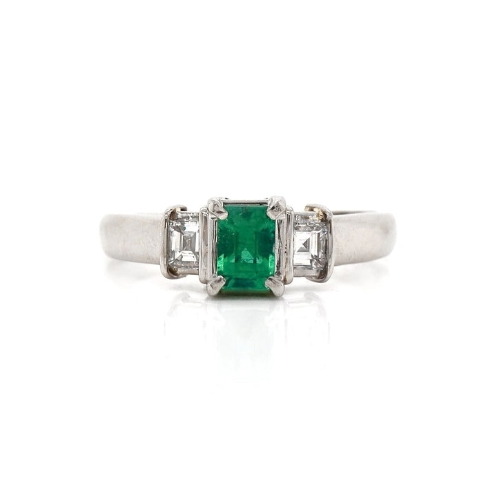 Platinum Emerald And Diamond Trilogy Ring