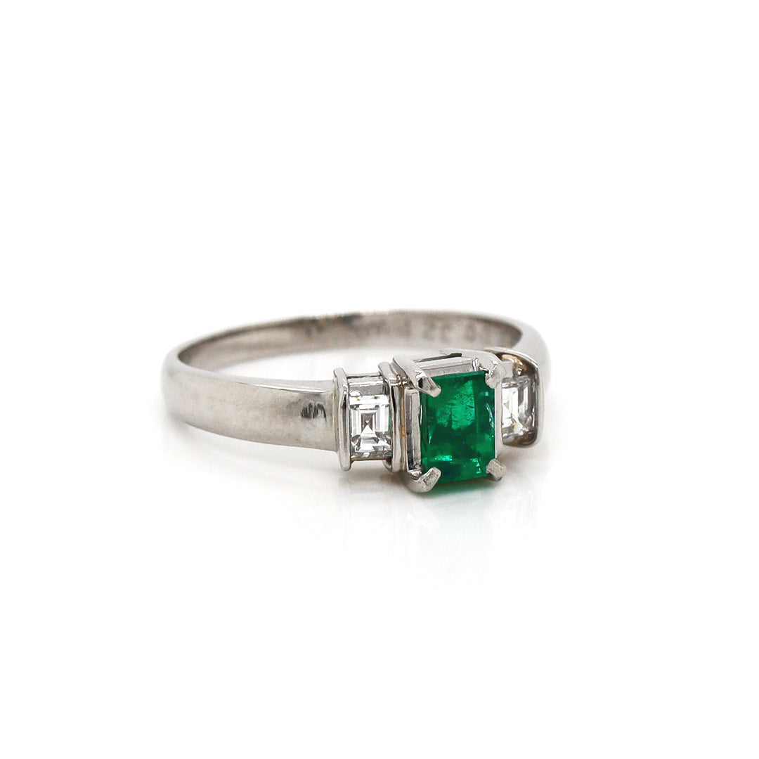 Platinum Emerald And Diamond Trilogy Ring