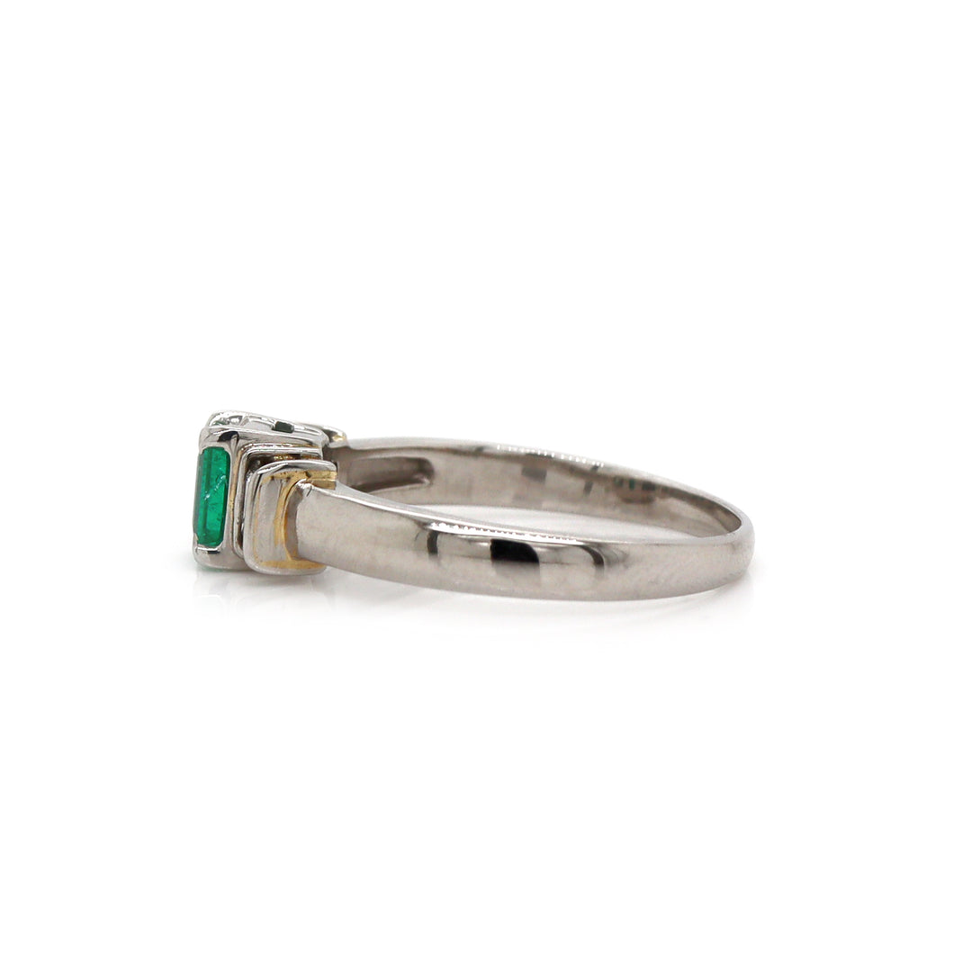 Platinum Emerald And Diamond Trilogy Ring