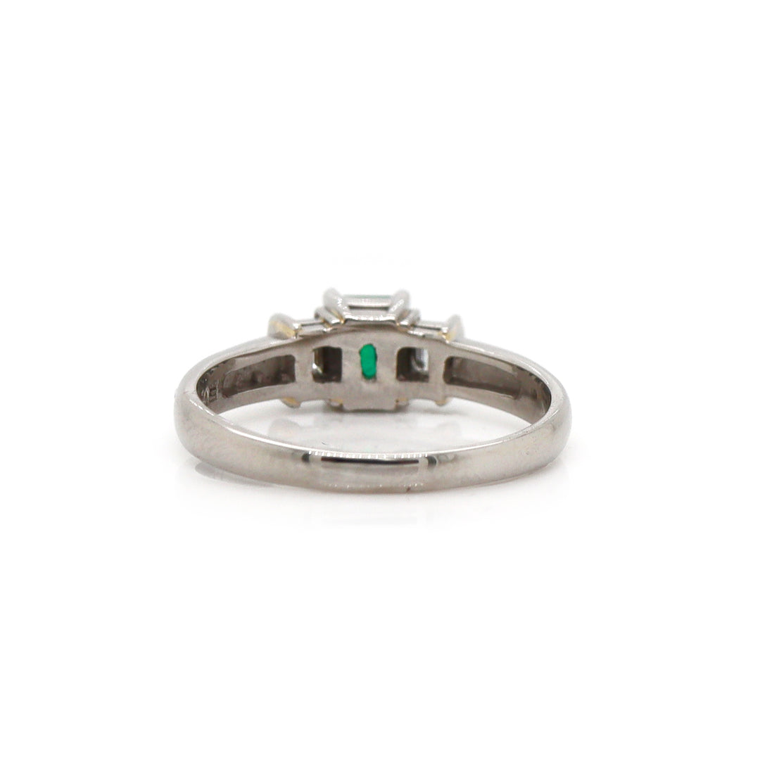 Platinum Emerald And Diamond Trilogy Ring