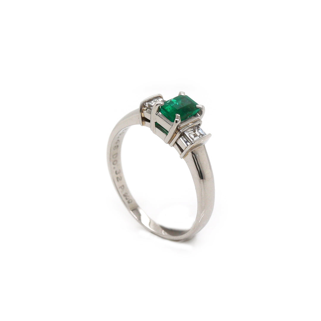 Platinum Emerald And Diamond Trilogy Ring