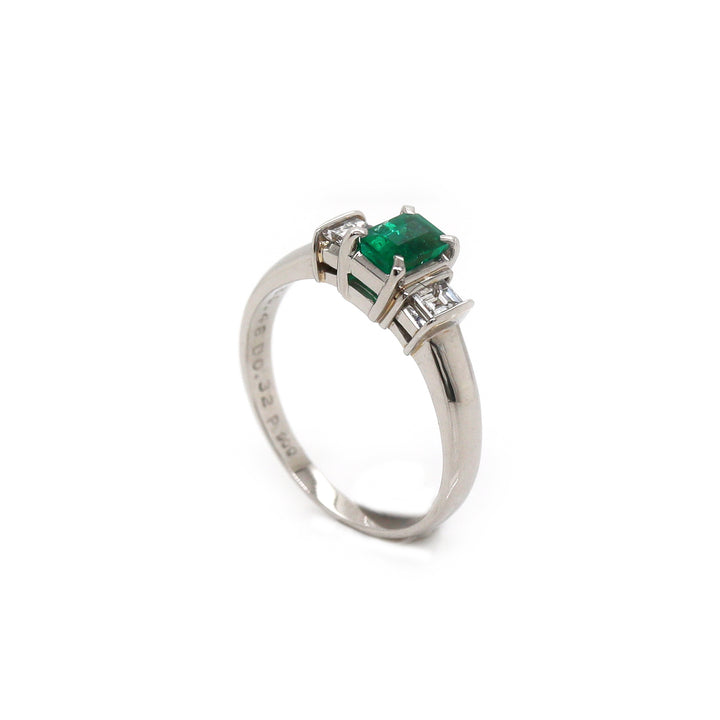 Platinum Emerald And Diamond Trilogy Ring