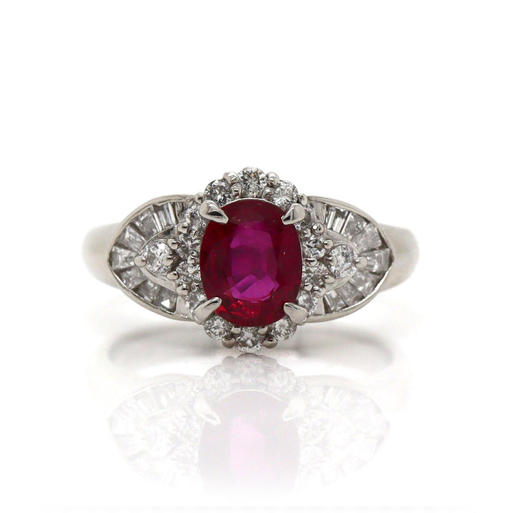 Platinum PT900 Ruby & Diamond Ring