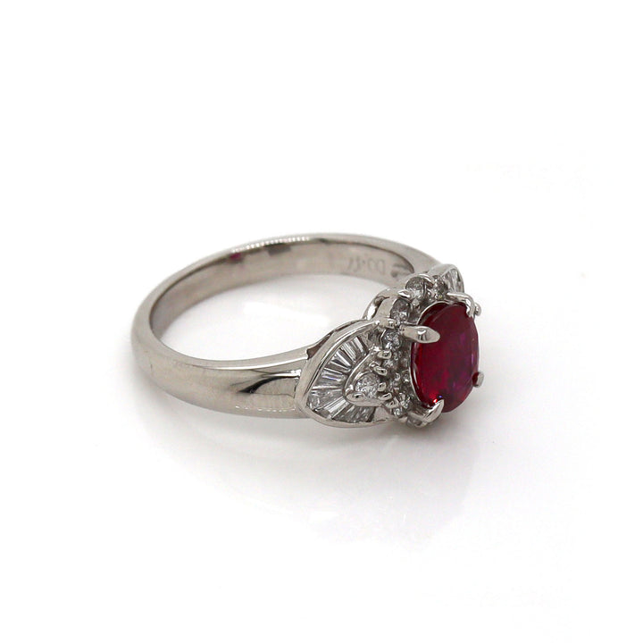 Platinum PT900 Ruby & Diamond Ring
