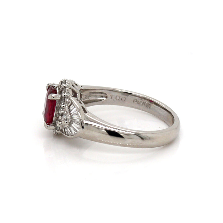 Platinum PT900 Ruby & Diamond Ring