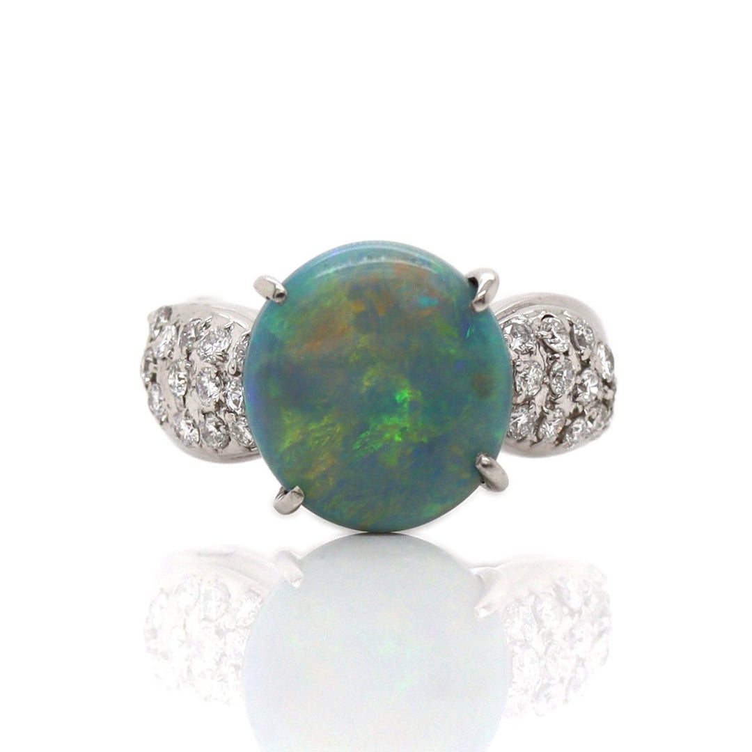 Platinum PT900 Australian Opal & Diamond Ring