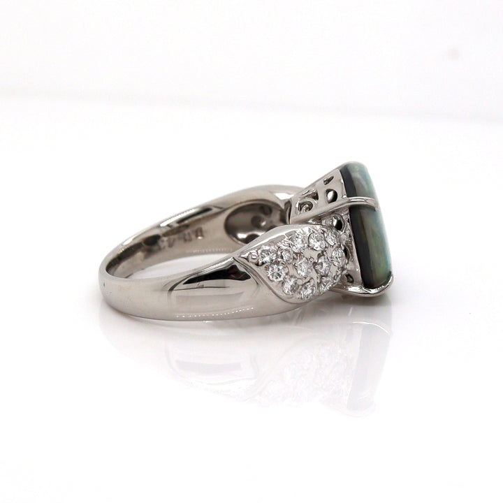 Platinum PT900 Australian Opal & Diamond Ring