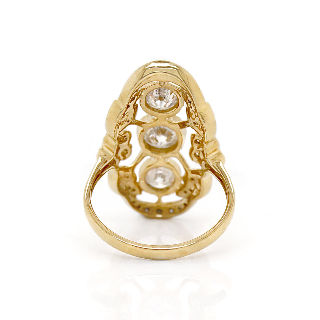 14CT Yellow Gold Edwardian Style Diamond Dress Ring