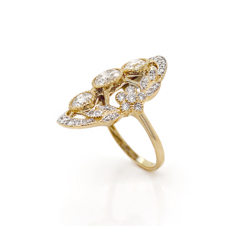 14CT Yellow Gold Edwardian Style Diamond Dress Ring