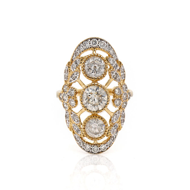 14CT Yellow Gold Edwardian Style Diamond Dress Ring