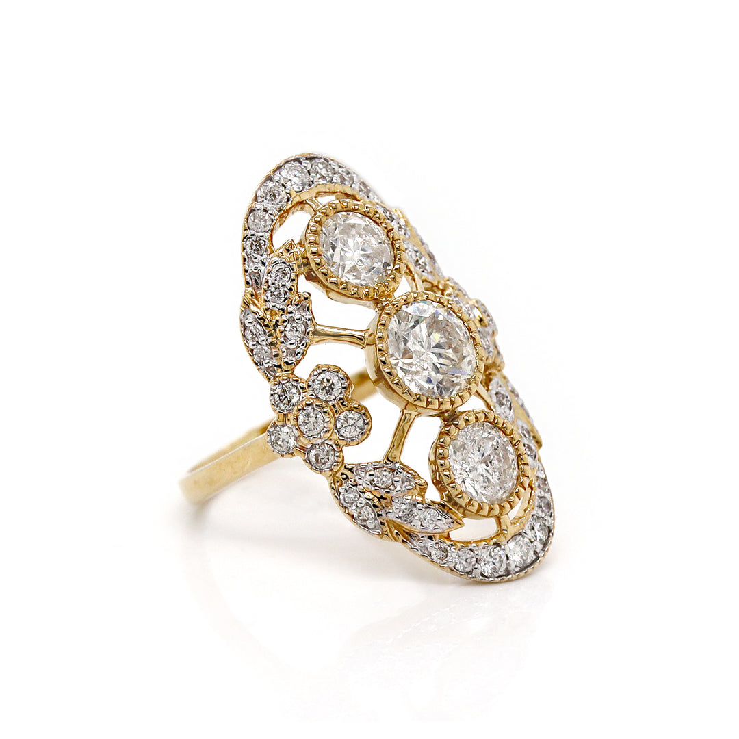 14CT Yellow Gold Edwardian Style Diamond Dress Ring