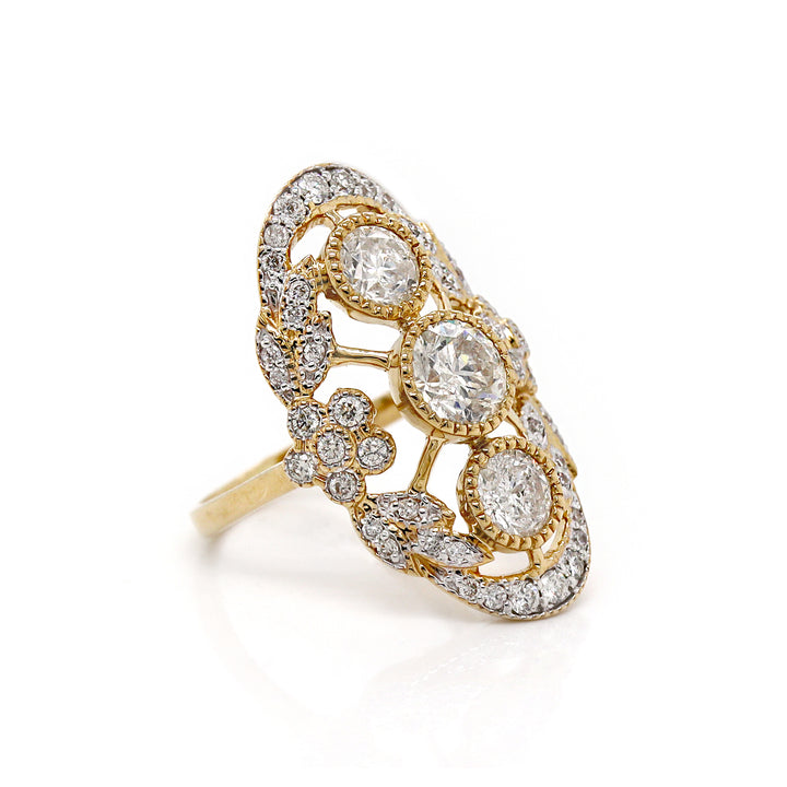 14CT Yellow Gold Edwardian Style Diamond Dress Ring