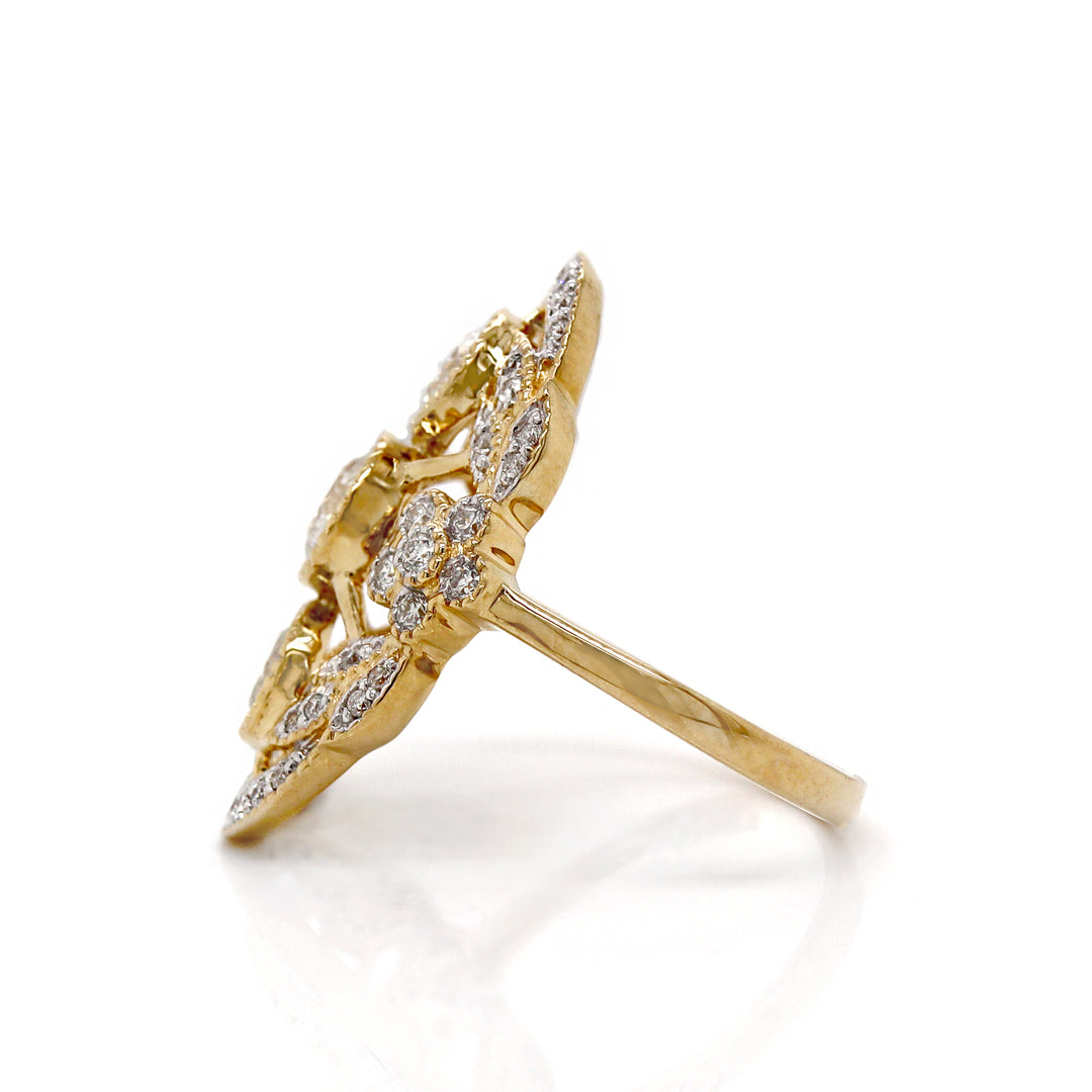 14CT Yellow Gold Edwardian Style Diamond Dress Ring