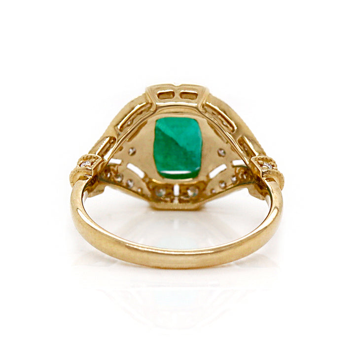 14CT Yellow Gold Emerald And Diamond Dress Ring