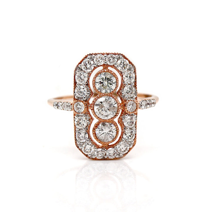 14CT Rose Gold Diamond Trilogy Dress Ring