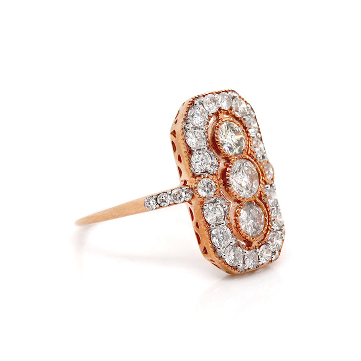 14CT Rose Gold Diamond Trilogy Dress Ring