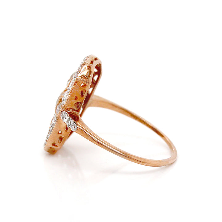 14CT Rose Gold Diamond Trilogy Dress Ring