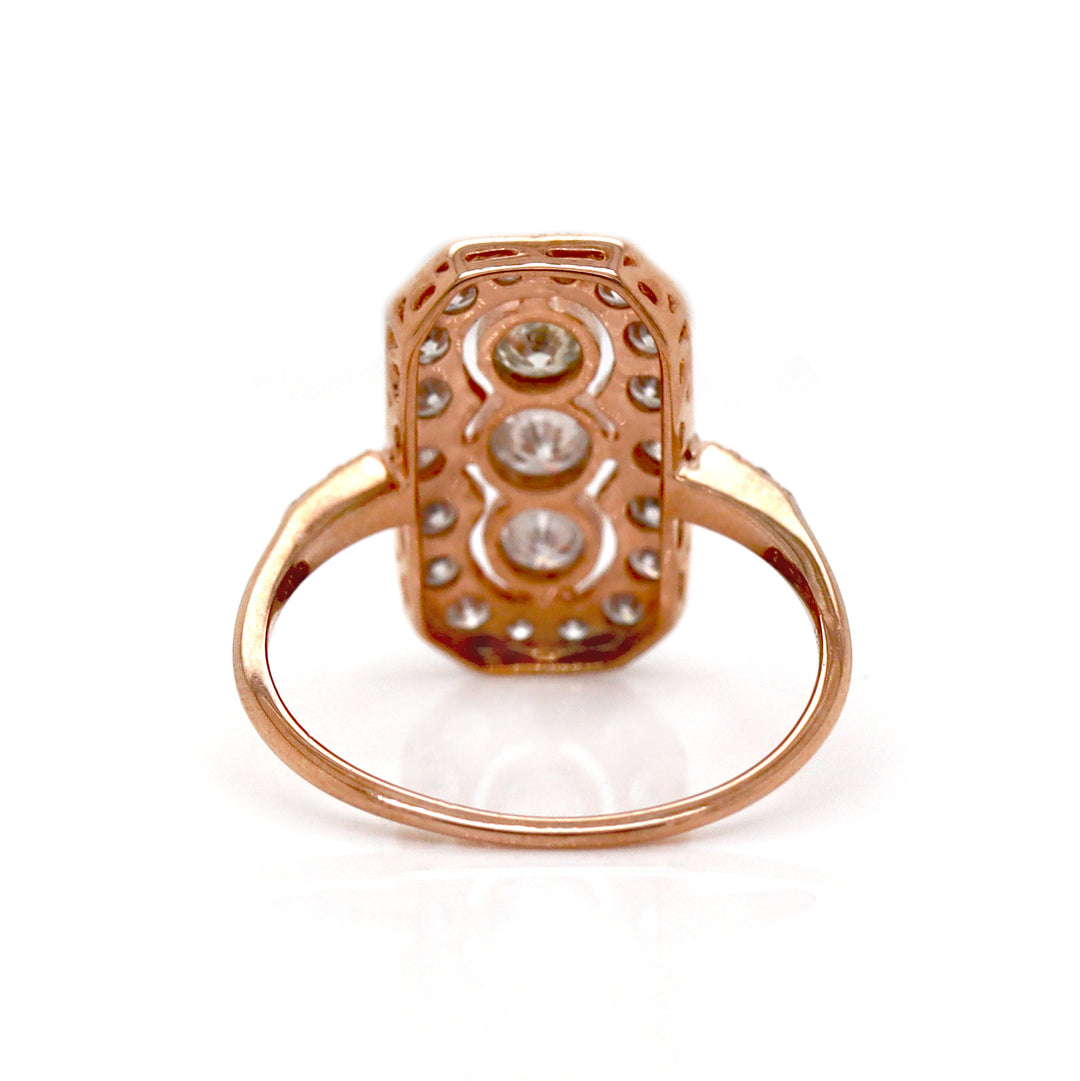 14CT Rose Gold Diamond Trilogy Dress Ring