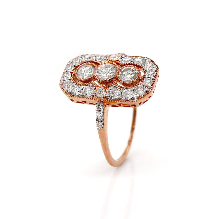 14CT Rose Gold Diamond Trilogy Dress Ring
