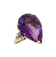 14CT Yellow Gold Amethyst & Diamond Cocktail Ring