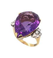 14CT Yellow Gold Amethyst & Diamond Cocktail Ring