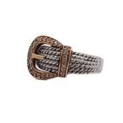 18CT Gold & Sterling Silver Diamond Buckle Ring