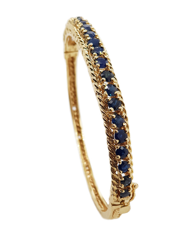 14CT Yellow Gold Vintage Sapphire Bangle C.1960