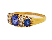 18CT Yellow Gold Antique Sapphire & Diamond Ring C.1890