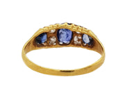 18CT Yellow Gold Antique Sapphire & Diamond Ring C.1890