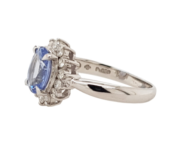 Platinum PT850 Ceylon Sapphire & Diamond Ring