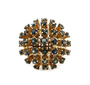 14CT Yellow Gold Vintage Star Burst Dome Sapphire Cocktail Ring