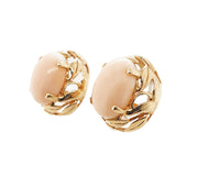 14CT Yellow Gold Vintage Coral Angel Skin Clip On Earrings