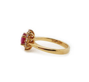 18CT Yellow Gold Ruby & Diamond Cluster Ring