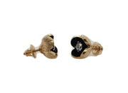 black enamel flower diamond earrings 