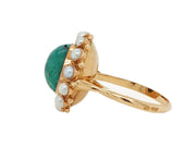 14CT Yellow Gold Vintage Turquoise & Pearl Cocktail Ring