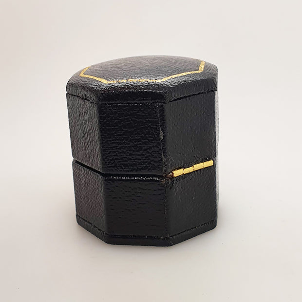 Vintage Octagonal Ring Box - Black & Cream