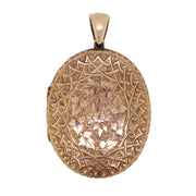 9CT Rose Gold Antique Carved Locket Pendant
