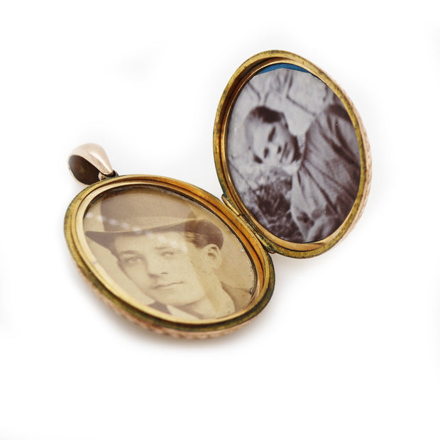 9CT Rose Gold Antique Carved Locket Pendant