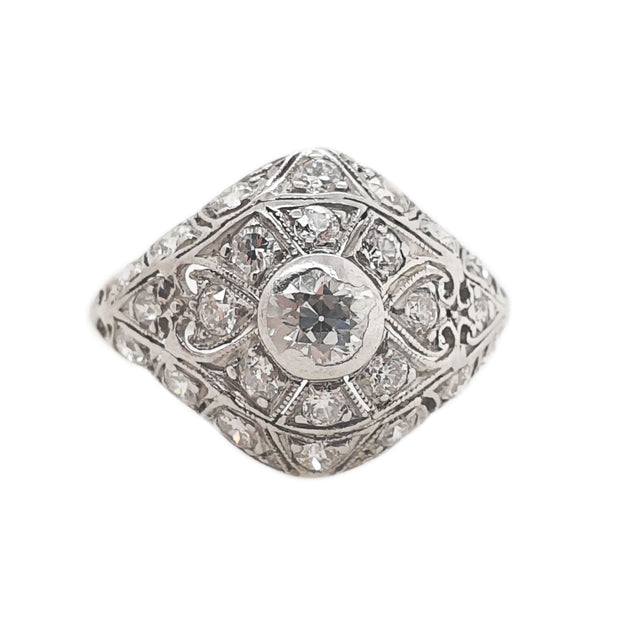 Platinum Antique Art Deco Diamond Dress Ring